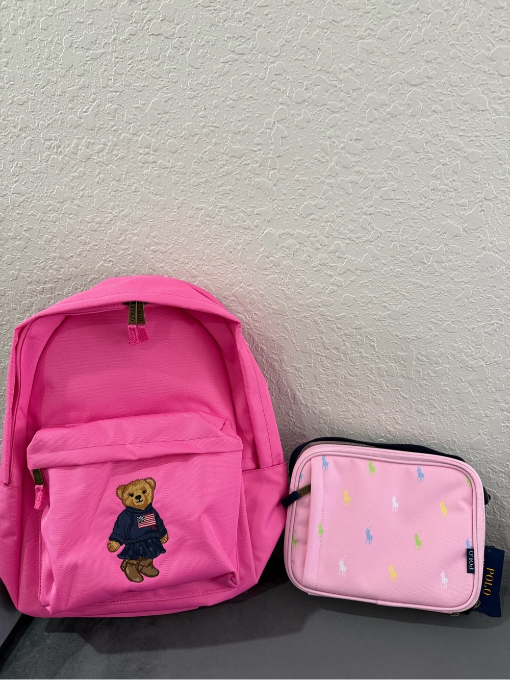 Ralph Lauren Polo Bear Backpack & Pony Lunch Tote Set